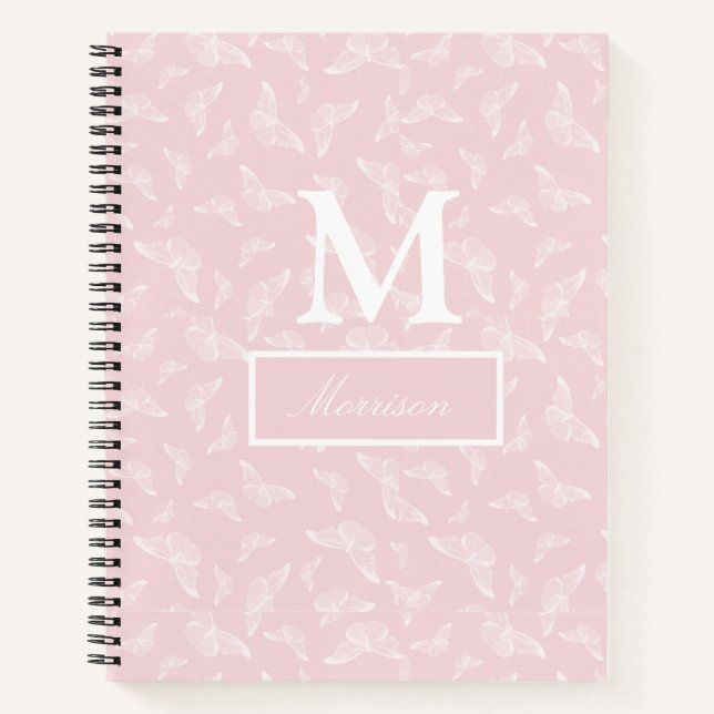 Cahier à spirale papillon rose pour femmes (Devant)