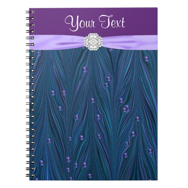 Cahier à spirale Perles de paon bleu sarcelle viol (Devant)