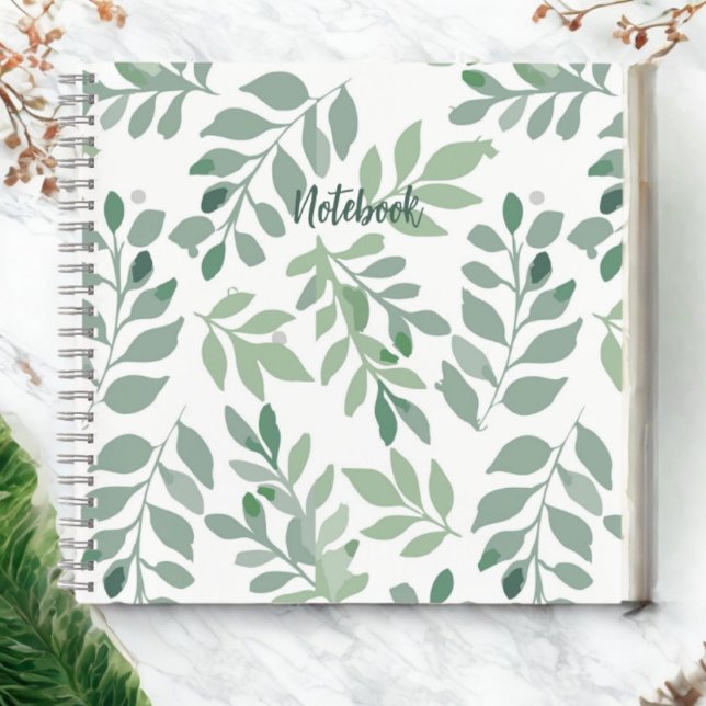 Cahier à spirale personnalisé à feuille verte (Créateur téléchargé)