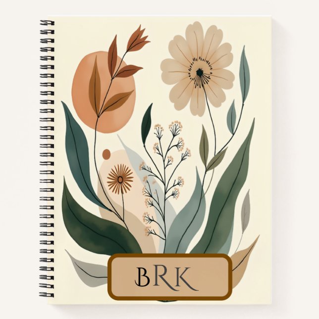 Cahier à spirale personnalisé avec monogramme flor (Devant)