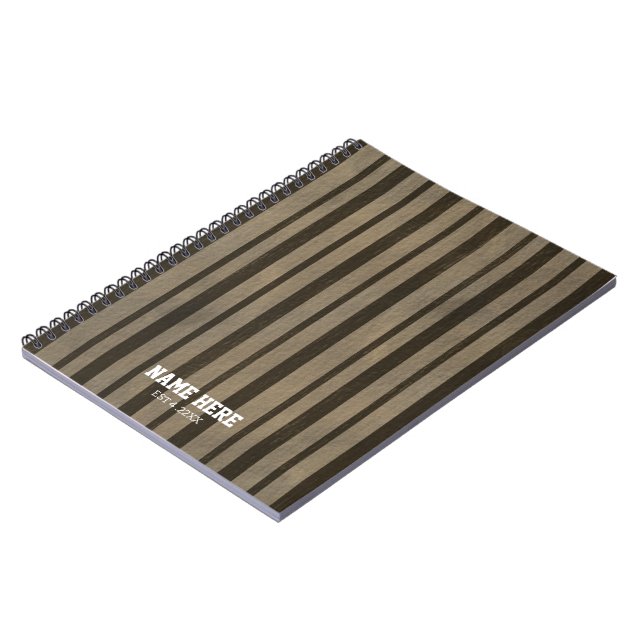 Cahier à spirale personnalisé avec rayures marron (Côté gauche)