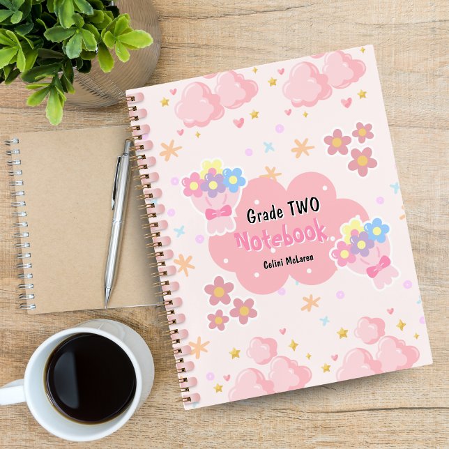 Cahier à spirale personnalisé couleur rose mignon (Pink Cute Colorful Custom Spiral Notebook)