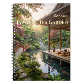 Cahier à spirale personnalisé du jardin de thé jap