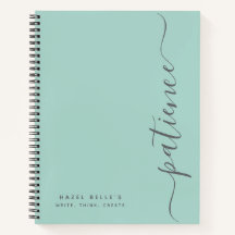 Cahier à spirale personnalisé minimaliste avec nom