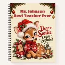 Cahier à spirale personnalisé pour Noël pour un en