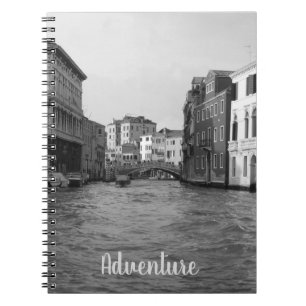 Cahier à spirale photo de Venise en noir et blanc