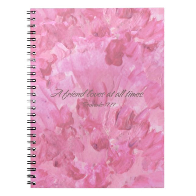 Cahier à spirale Pink Peony - Un ami aime (Devant)