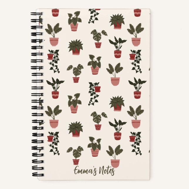 Cahier à spirale plante en pot | joli journal (Recto)