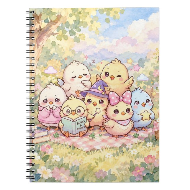 Cahier à spirale Poulets Mignons dans un Jardin Pr (Devant)