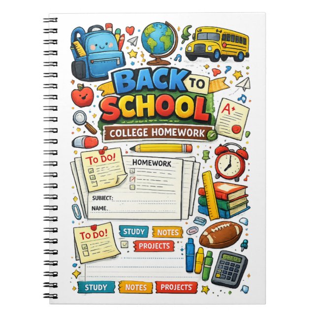 Cahier à spirale pour devoirs de collège Retour à  (Devant)