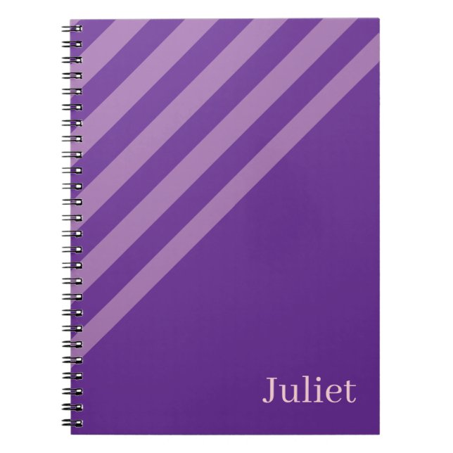 Cahier à spirale rayé violet mignon  (Devant)