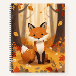 Cahier à spirale renard mignon de la forêt automna