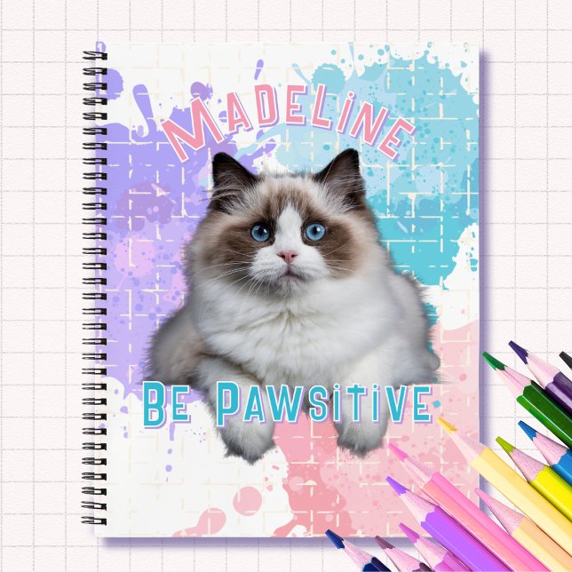 Cahier à spirale rentrée scolaire Chat Be Pawsitiv (Créateur téléchargé)