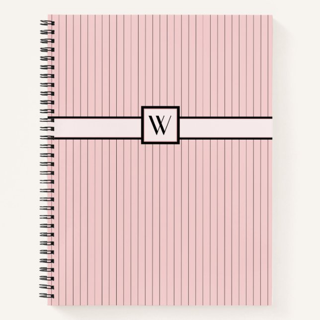 Cahier à spirale rose avec rayures noires (Devant)