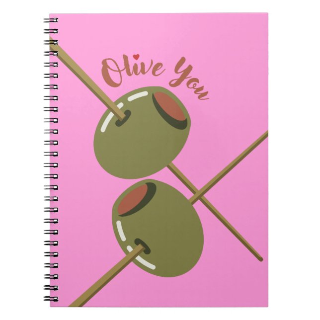 Cahier à spirale rose mignon Olive You | Drôle d'o (Devant)