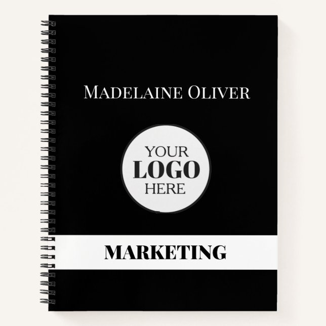 Cahier à spirale simple logo noir et blanc employé (Devant)