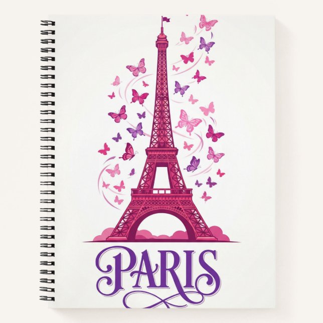 Cahier à spirale tour Eiffel papillon de Paris (Devant)