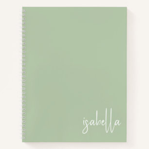Cahier à spirale vert sauge personnalisé