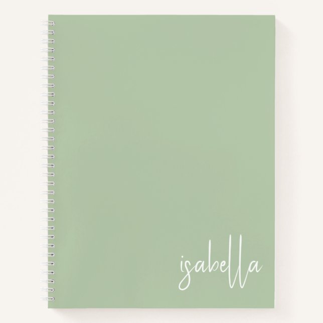 Cahier à spirale vert sauge personnalisé (Devant)