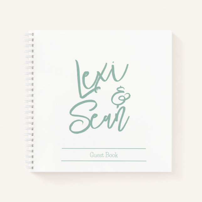 Cahier à spirale vert sauge pour douche de mariée (Devant)