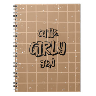 Cahier à spirale vichy marron girly mignon