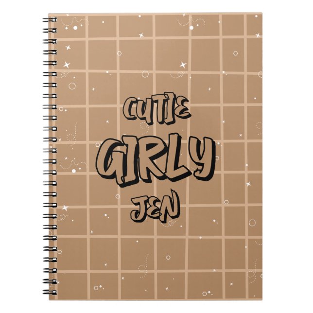 Cahier à spirale vichy marron girly mignon (Devant)