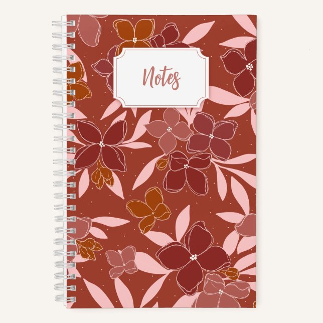 Cahier à spirales floral rose et orange | Journal (Recto)