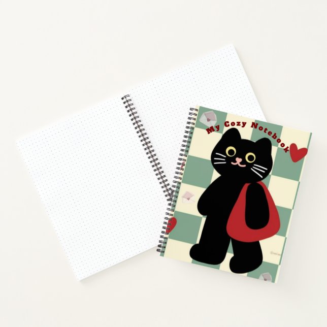 Cahier à spirales mignon chat noir Cozy Notebook (Intérieur)