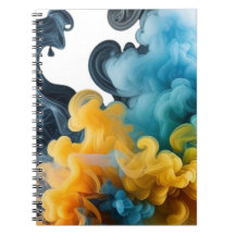 Cahier Abstrait Tourbillon d'Encre Bleue et Jaune