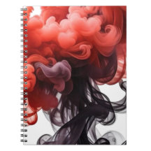 Cahier Abstrait Tourbillon d'Encre Rouge et Noire