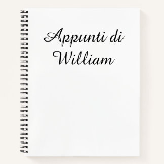 Cahier Appunti Italien Minimaliste Noir sur Blanc