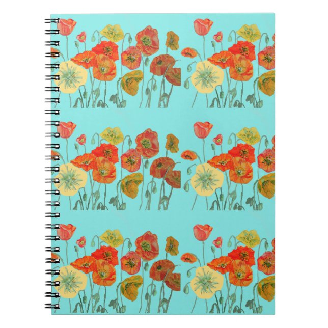 Cahier Aqua Fleurs de Pavot Orange Poppy (Devant)
