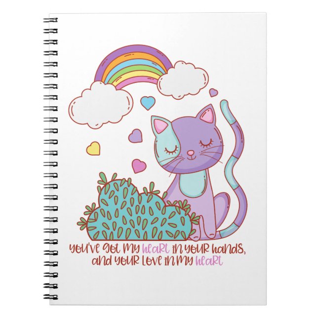 Cahier arc-en-ciel de Rainbow Kitten + citation (Devant)