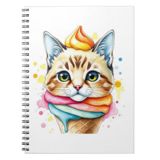 Cahier avec glace et chat