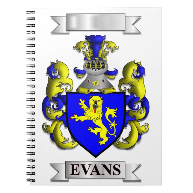 Cahier avec nom de famille Evans et blason (Devant)