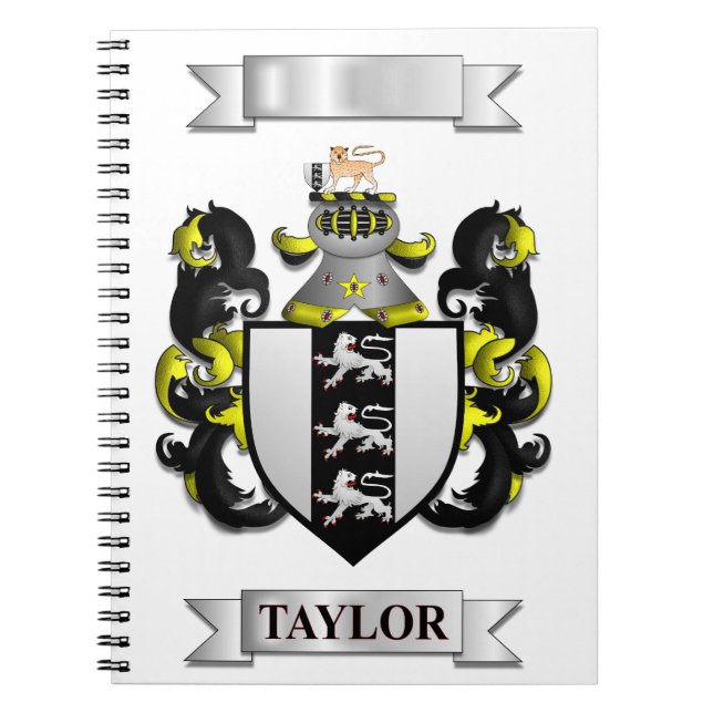 Cahier avec nom de famille Taylor et blason (Devant)