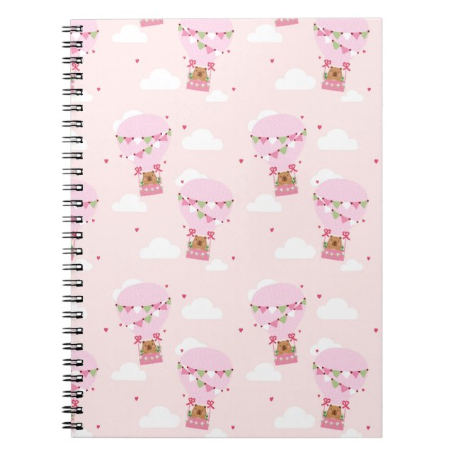 Cahier ballon en peluche capybara rose (Devant)