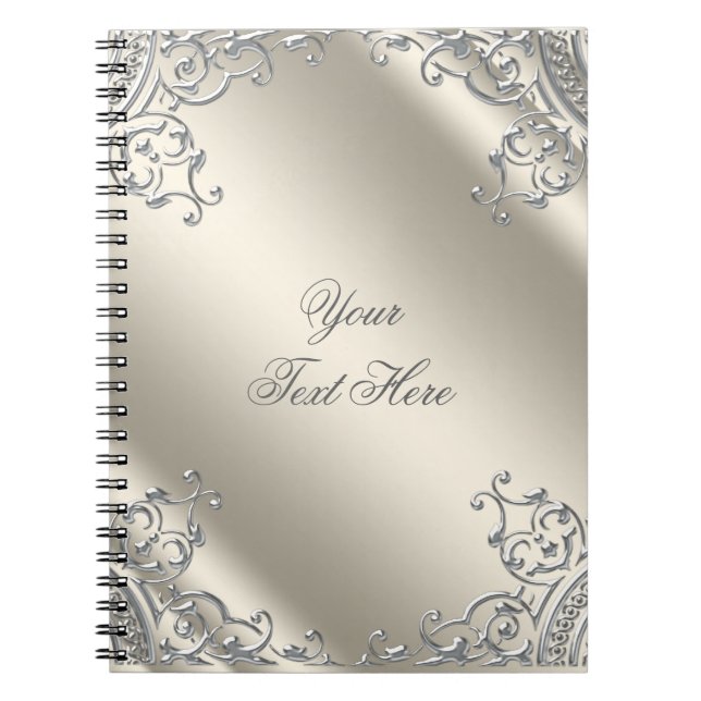 Cahier beige ivoire argenté élégant (Devant)