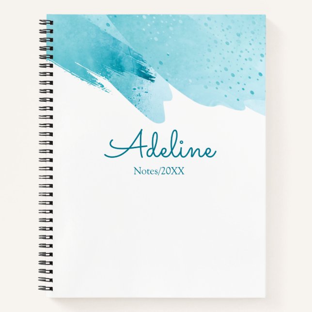 Cahier bleu à script simple personnalisé moderne (Devant)