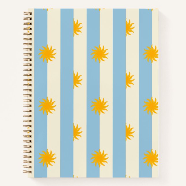 Cahier bleu crème rayé éclat doré - L (Devant)