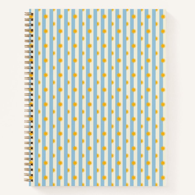 Cahier bleu crème rayé - Soleil levant - S (Devant)