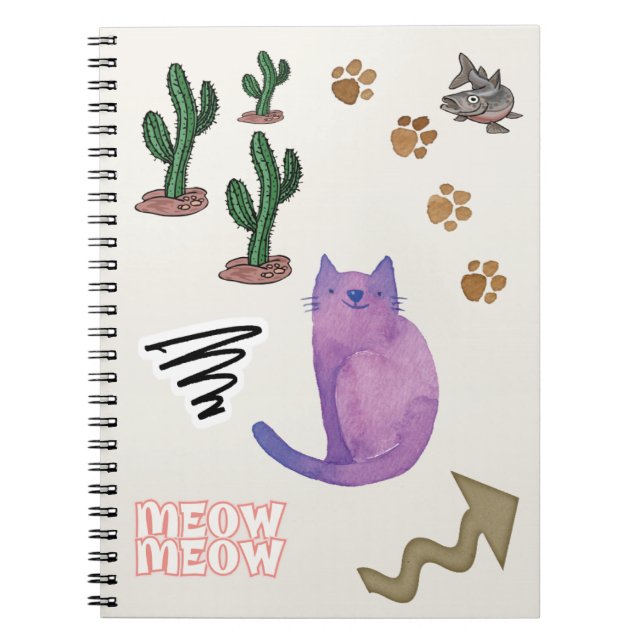 Cahier Cactus Poisson Chat (Devant)