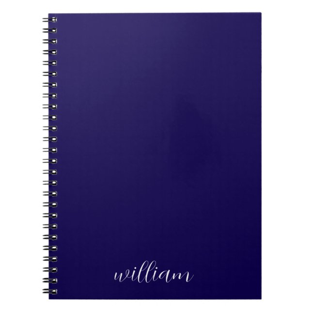Cahier cadeau à monogramme script Navy White pour  (Devant)