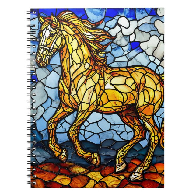 Cahier cadeau journal d'art Cheval en vitrail (Devant)