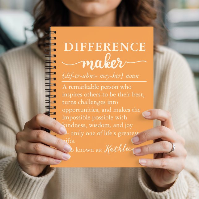 Cahier Cadeau Marqueur de Différence de Nom Person (Personalized Encouragement Gift Notebook for Mentors, Colleagues, Teachers and Nurses)