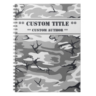 Cahier Camo Gris avec Bloc Titre/Auteur