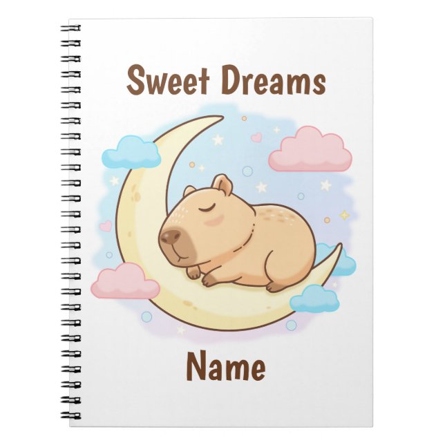 Cahier Capybara Rêves Douce Personnalisé (Devant)