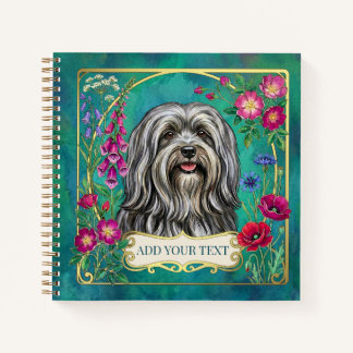 Cahier carré personnalisé gris clair Lhasa Apso