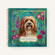 Cahier carré personnalisé rouge blanc Lhasa Apso