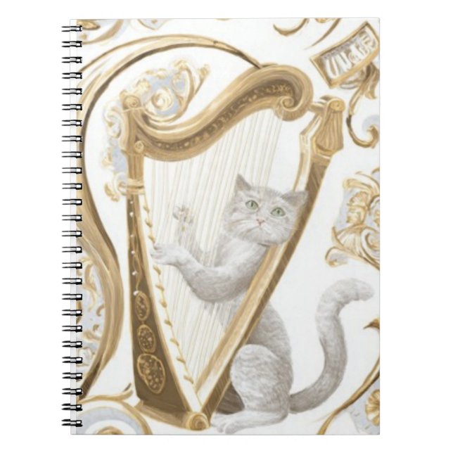 Cahier Chat à la Harpe Orné – Couverture Esthétiqu (Devant)